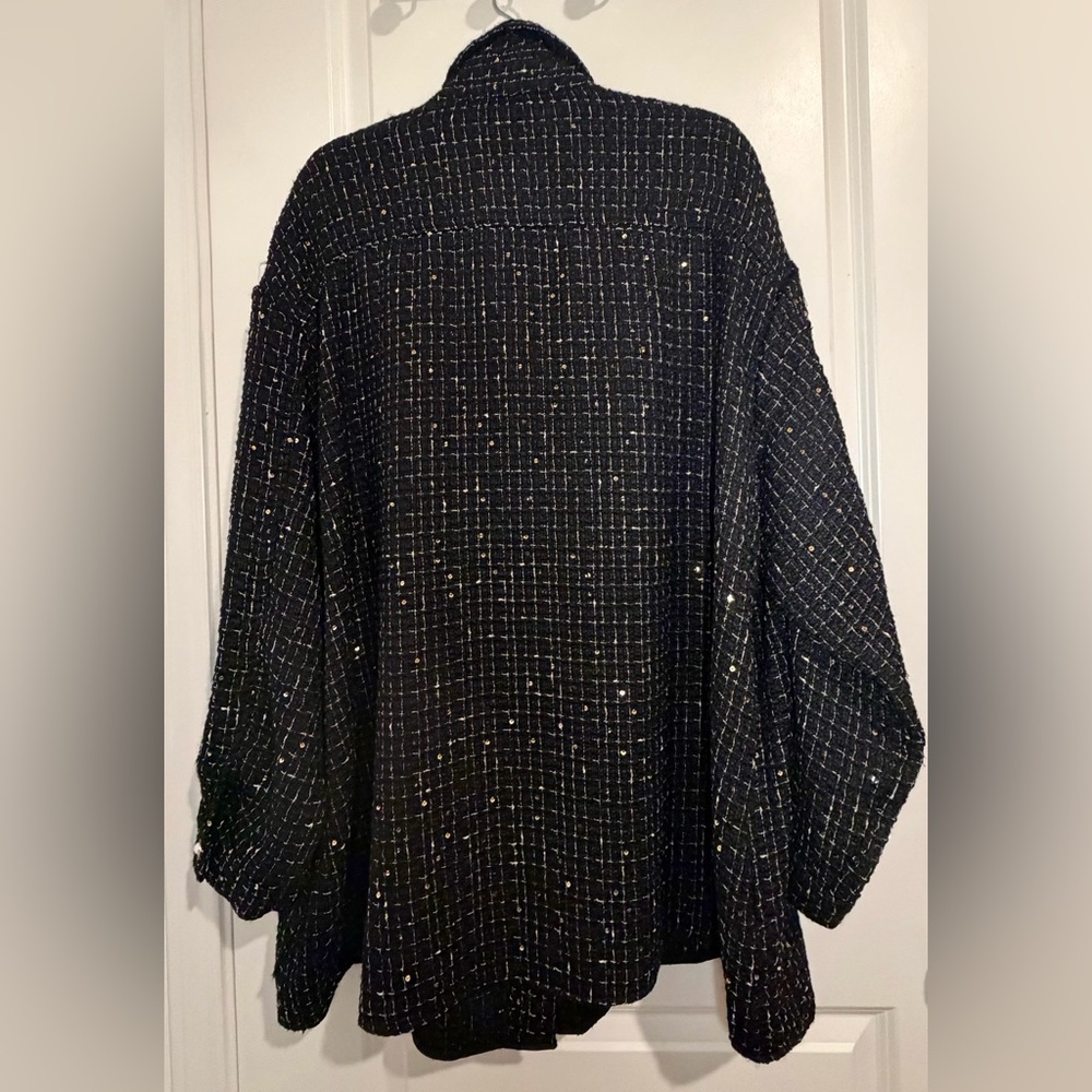 Lane Bryant Black & Gold Sequin Tweed Shacket size 22/24 NWT - Picture 4 of 7